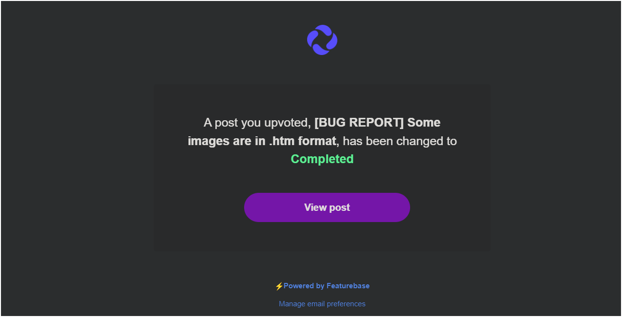 You'll get an email like this when something changes on your post